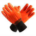 Naranja 2 capas guantes de PVC completamente sumergidos para el hogar